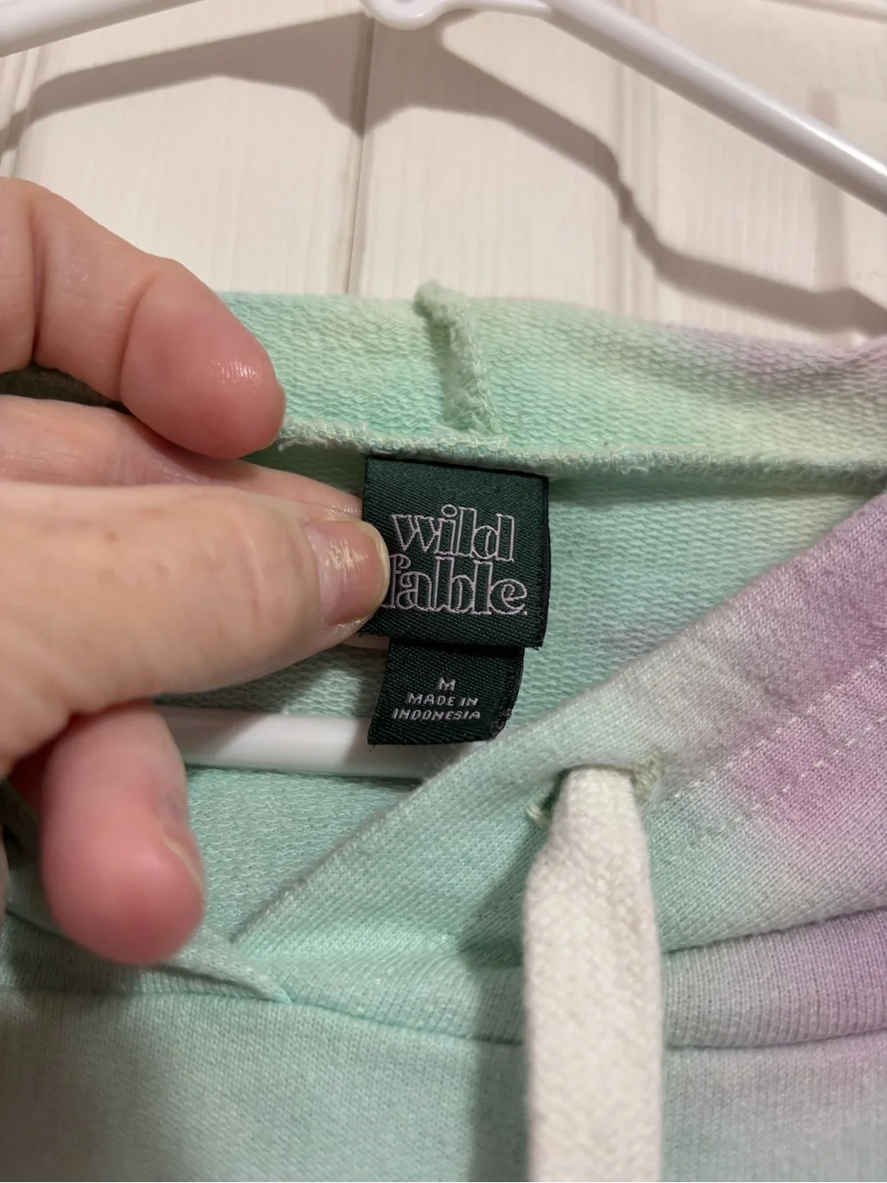 Upcycled Cropped Mint & Lavender Tie-Dye Hoodie - Picture 2 of 2